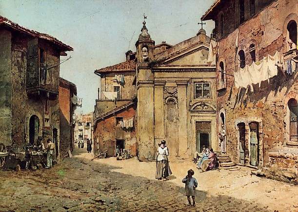 Santa Bonosa, painting by Ettore Roesler Franz (1845-1907) (postcard)